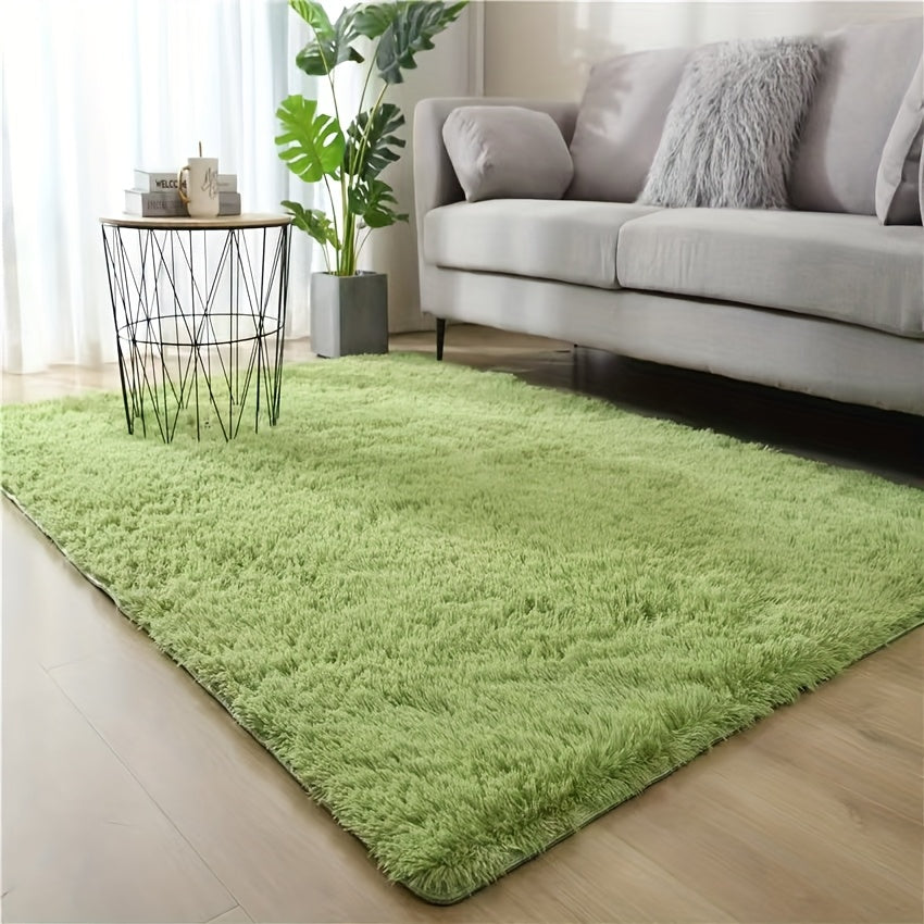 1pc Alfombra de Lujo de Color Sólido y Peluche - Ultra Suave y Esponjosa, Diseño Tie-Dye, Base Antideslizante, Lavable en Máquina 100% Poliéster - Ideal para Sala de Estar, Dormitorio, Decoración Moderna del Hogar, Decoración de Salón | Alfombra Minimali