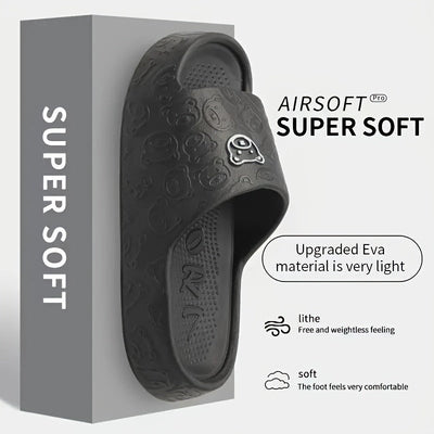 Pantuflas de suela blanda para mujer con diseño de osito, cómodas y de secado rápido para ducharse en casa, colores sólidos.
