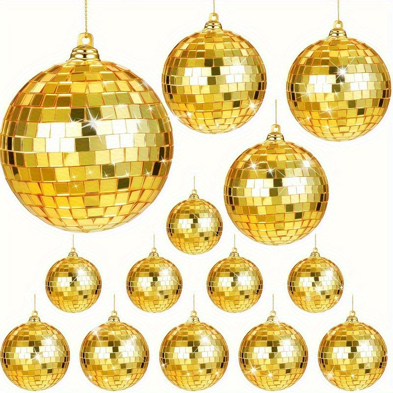 Juego de 15 piezas de esferas de espejo doradas - Tamaños variados, acabado dorado brillante para fiestas, cumpleaños y decoración del hogar - No se necesita electricidad, sin plumas, perfecto para ocasiones festivas, decoración festiva | Adornos brillan