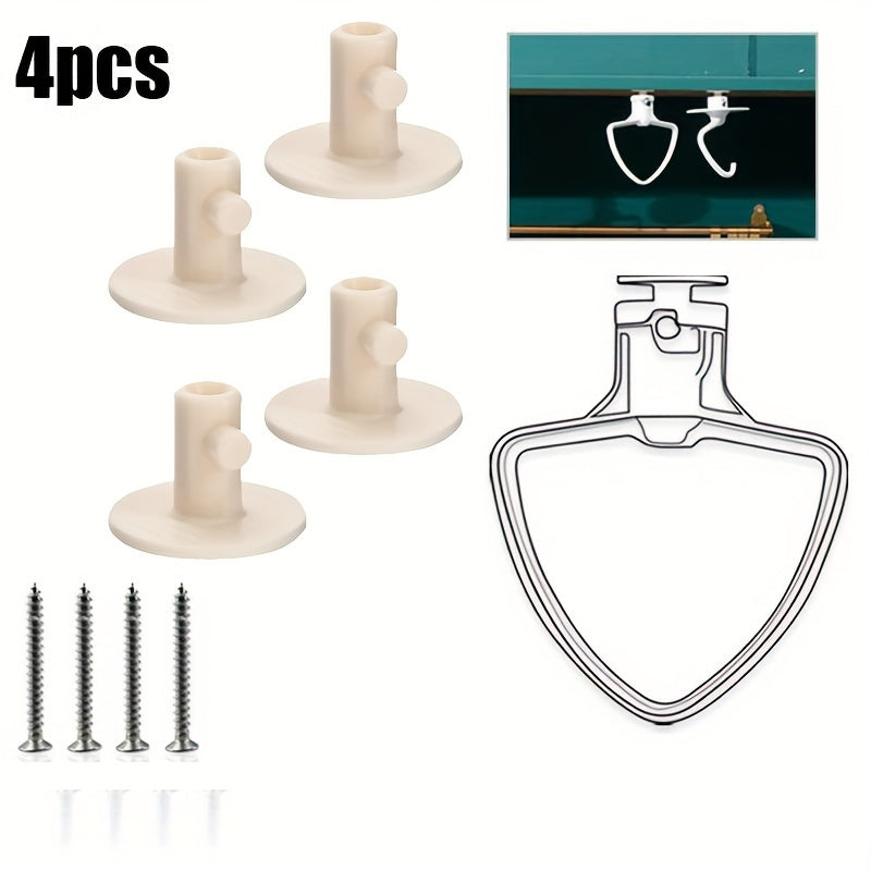 4 piezas de soportes para accesorios de batidora, compatibles con KitchenAid, organizador de almacenamiento para cocina con tornillos o cinta adhesiva, para guardar herramientas y accesorios de batidora