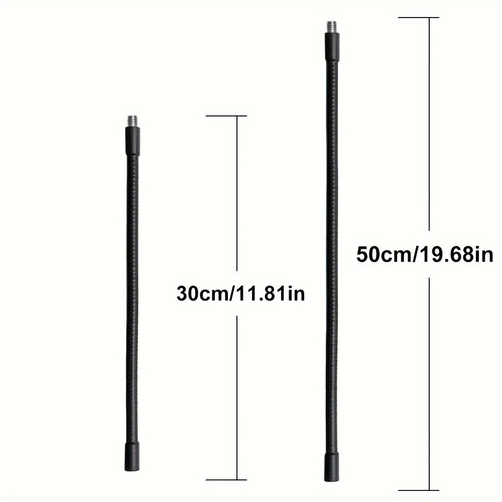 Tubo de extensión de micrófono de gooseneck de metal flexible: 2 tamaños disponibles, 30 cm/11,81 pulgadas y 50 cm/19,68 pulgadas, rosca externa e interna de 3/8, adecuado para soportes de choque y soportes de micrófono