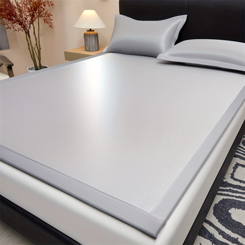 1 alfombrilla refrescante + 1/2 fundas de almohada con sensación de hielo para verano, color beige claro, amigable y transpirable para combatir el calor abrasador, adecuado para dormitorios en casa o residencias estudiantiles, plegable para fácil almacen