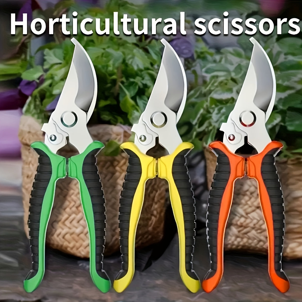 Juego de 3 piezas de tijeras de poda para jardín, tijeras de acero inoxidable duraderas, cortadora de ramas de frutas, herramienta de poda que ahorra trabajo, suministros de jardinería, podadores de jardín, tijera de jardín