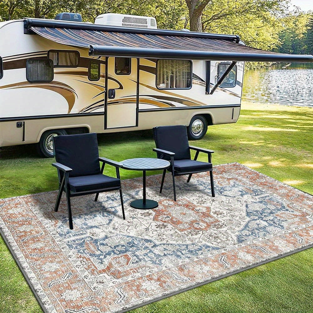 Tapete de crema francesa moderno con patrón geométrico de 851g/m², grueso y antideslizante, ideal para acampar con un toque de elegancia. Tapete de rayas minimalista, lavable en máquina, ligero y de poliéster, adecuado para áreas de comedor interior y ex