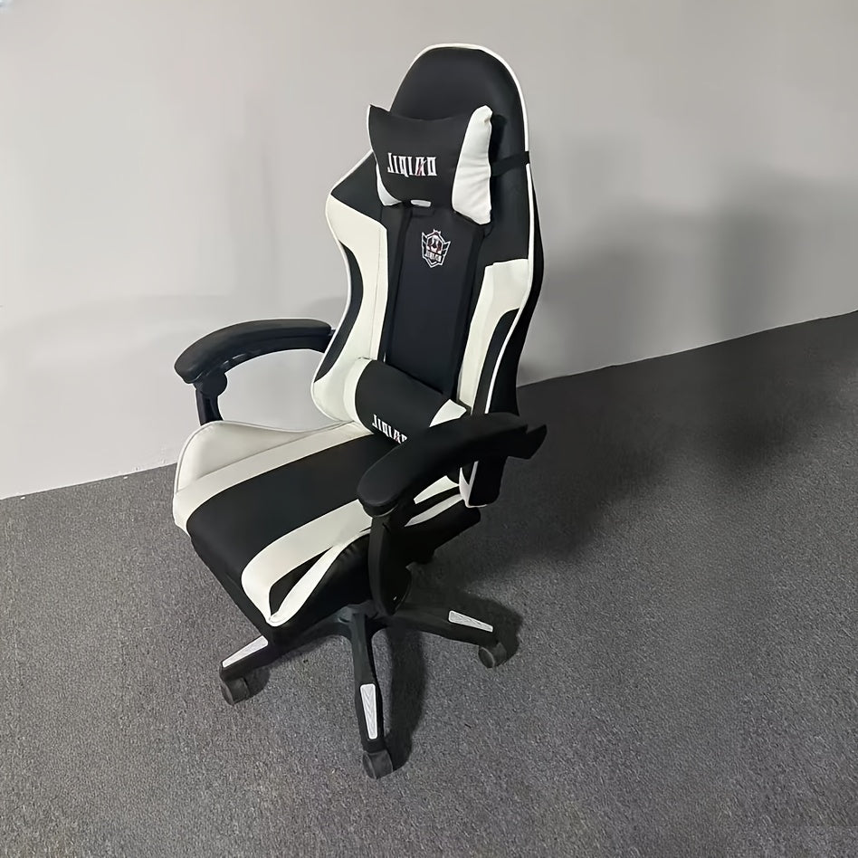 Silla ergonómica para juegos con cojín de látex y relleno de esponja, respaldo ajustable, marco de nailon resistente, mecanismo giratorio, material de madera dura y vidrio, apoyabrazos, para uso en el hogar y la oficina.