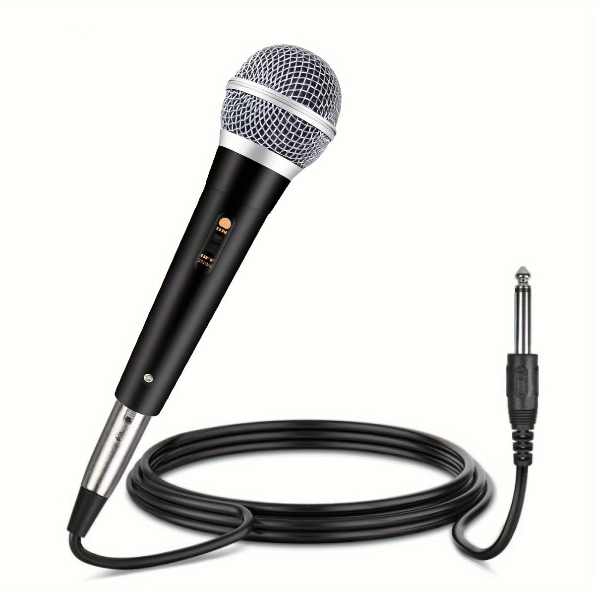 Micrófono activo Rzosom de 6,35 mm/Conector - Grabadora de audio de coche y canto con conector de 6,35 mm, coro de 1/4", micrófono de condensador de 1,8" para karaoke, DJ, cine en casa, conciertos, micrófono para canto, construcción duradera