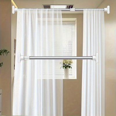 Varilla Telescópica de Fácil Instalación sin Taladro - Soporte Ajustable de Acero Inoxidable Multifunción para Cortinas de Ducha, Cortinajes de Puerta y Armario - Capacidad de 13.61KG, Diseño Duradero que Ahorra Espacio, Barra de Cortina Ajustable