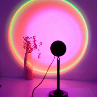 Linterna de Proyección de Atardecer con 16 Cambios de Color LED y Base Giratoria de 180° - Luz Ambiental para Dormitorio, Sala de Estar, Control Remoto, Iluminación Romántica USB, Lámpara de Mesa para Ambiente, Control sin varillas