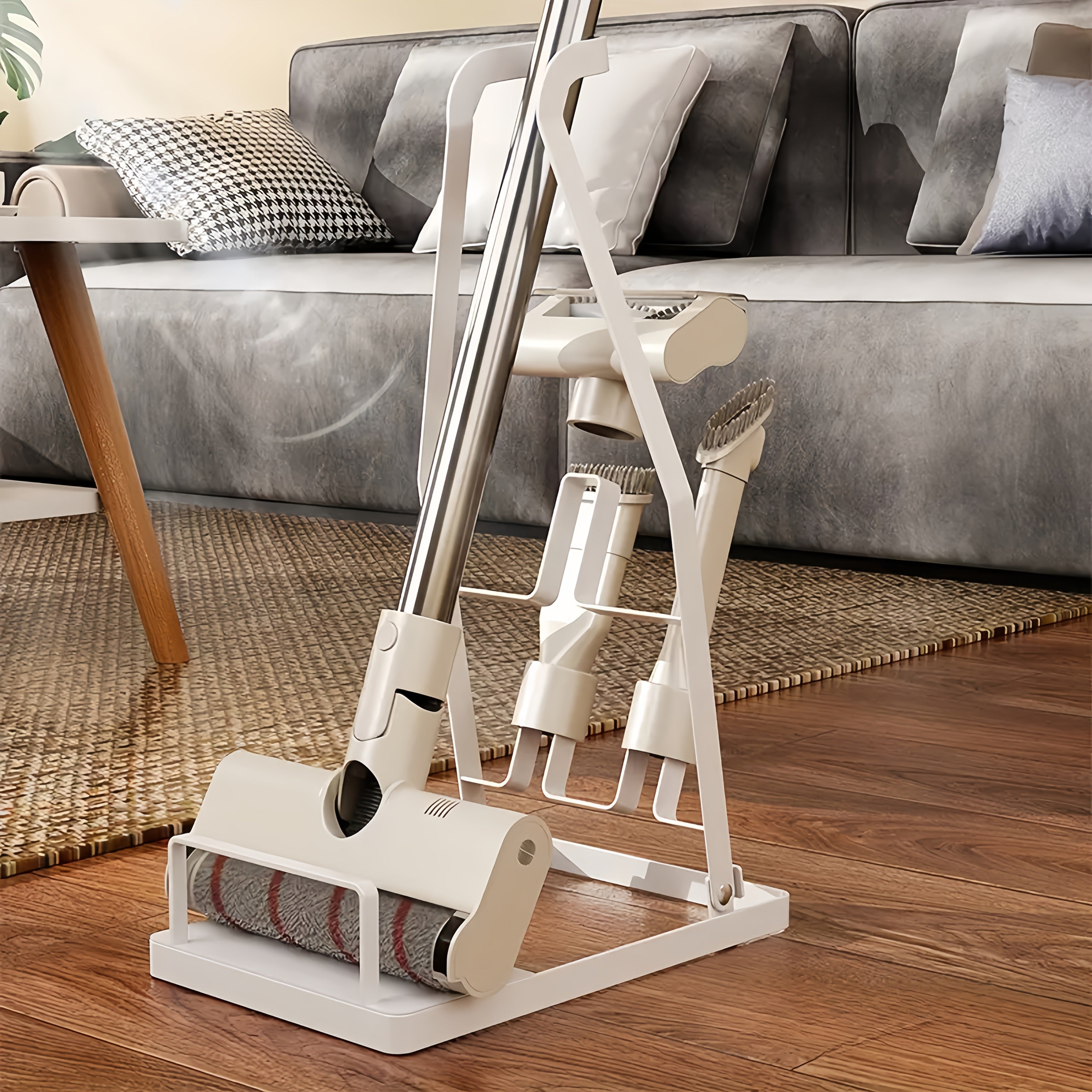Soporte para aspiradora de metal - Estante de almacenamiento portátil para aspiradoras de palo, estante organizador que ahorra espacio con diseño abierto, ideal para uso en el hogar y la oficina, accesorio para aspiradora.