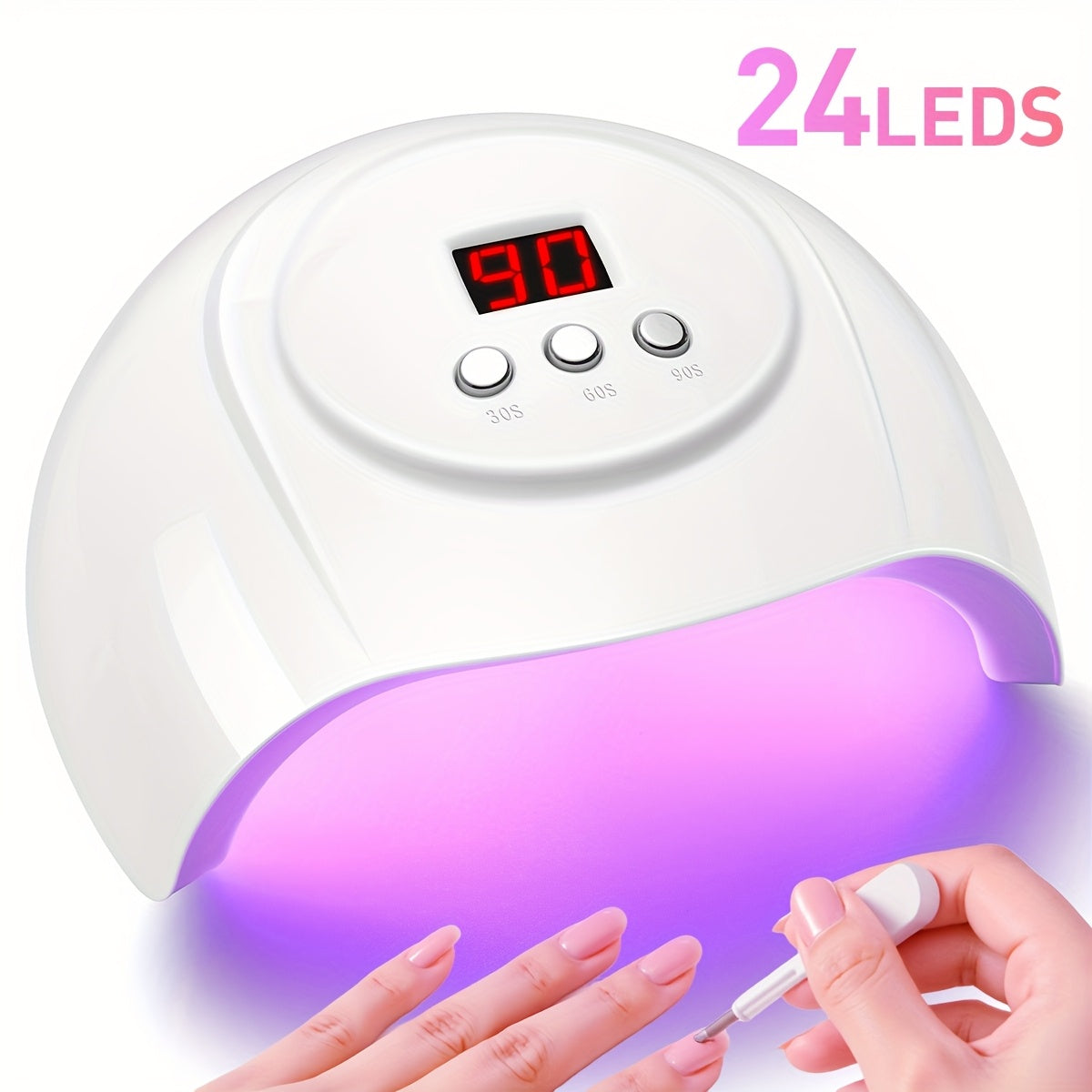 Lámpara de secado de esmalte de uñas LED de 24 luces con sensor de movimiento, secador de esmalte de gel y herramientas de manicura alimentado por USB, para uso en hogar y salón, pantalla LCD, sin formaldehído, accesorios de tecnología de uñas, esenciale