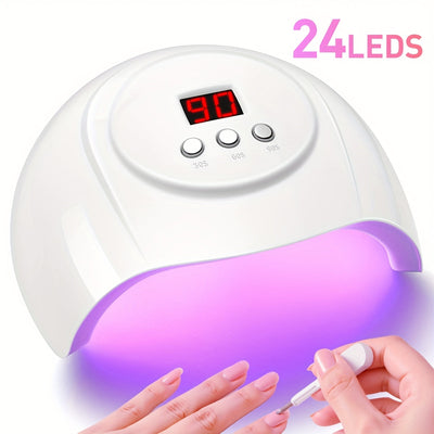 Lámpara de secado de esmalte de uñas LED de 24 luces con sensor de movimiento, secador de esmalte de gel y herramientas de manicura alimentado por USB, para uso en hogar y salón, pantalla LCD, sin formaldehído, accesorios de tecnología de uñas, esenciale