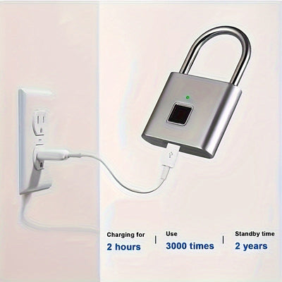 Candado inteligente portátil con huella digital, carga USB, resistente al óxido, solución antirrobo sin llave para equipaje y maletas