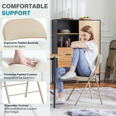 Asiento Plegable de Cuero PU Grueso - Ligero 3.67 KG, Diseño Multifuncional para Hogar, Oficina y Bodas - Asiento Duradero y Elegante, Adecuado para Todas las Estaciones
