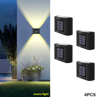 4 unidades de luces de valla de 6 LED alimentadas por energía solar para jardín, disponibles en blanco cálido o blanco frío, perfectas para patios al aire libre, céspedes de jardín, vallas de patio, entradas de vehículos y decoraciones de fiestas.