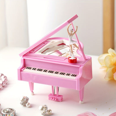 Caja de música con forma de piano, regalo creativo para amigos o pareja, cumpleaños, caja de música giratoria para niña