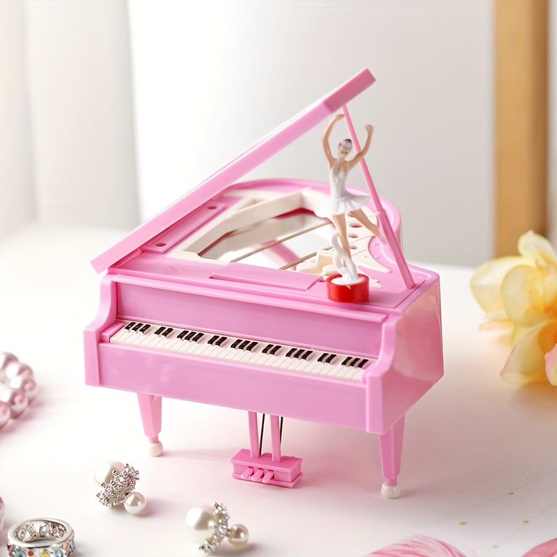 Caja de música con forma de piano, regalo creativo para amigos o pareja, cumpleaños, caja de música giratoria para niña