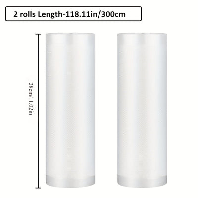 2 Rollos, Bolsas para Sellado al Vacío de Alimentos, Conservación Fresca, Material Grado Alimenticio, Paquete Individual, Uso en Restaurantes y Hogar