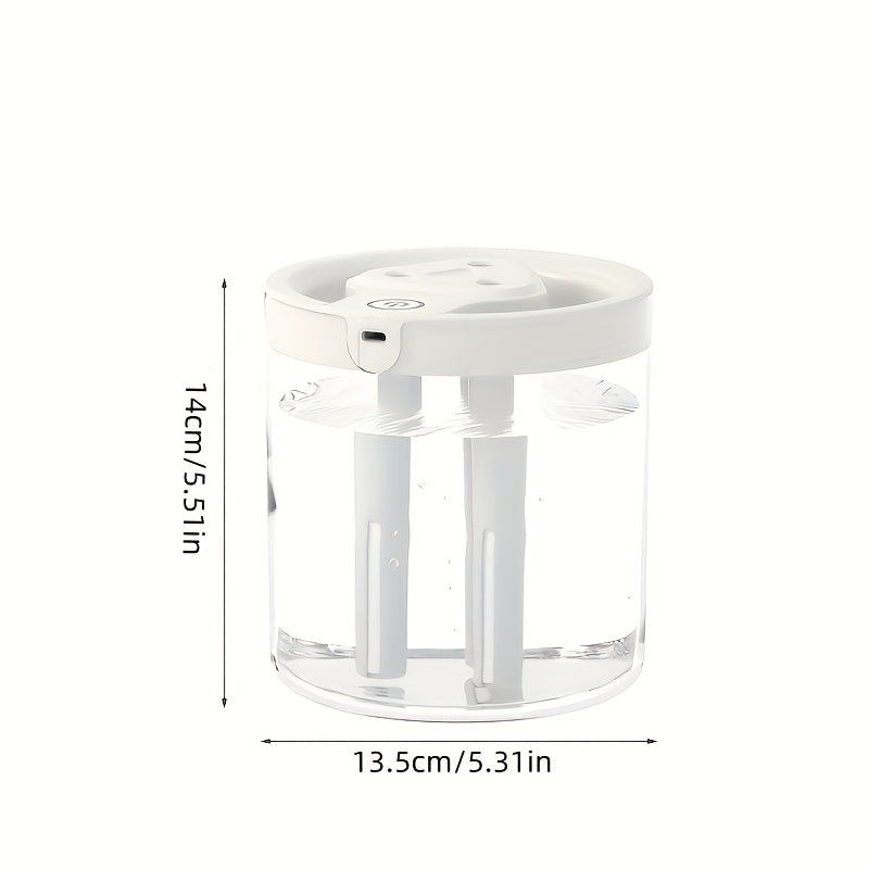 1pc 3-Outlet Humidificador Silencioso de Niebla con USB - Alta Capacidad, Estética Moderna, Perfecto para Uso en Dormitorio y Oficina, Diseño de Escritorio, Humidificador de Dormitorio | Humidificador Elegante | Funcionamiento Suave, Humidificador para e