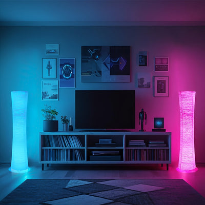 1 lámpara de suelo vertical de papel LED, control remoto, lámpara de suelo RGB con cambio de color, alimentación por USB, adecuada para sala de estar, dormitorio, estudio, sala de juegos.