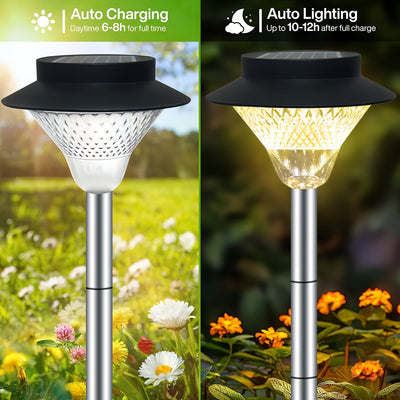 1 pieza de luz solar para exteriores de césped, forma de sombrero, luz de paisaje, acero inoxidable, cálido/blanco 39LED, luz de jardín, luz decorativa solar, adecuada para patio, jardín, patio, sendero, luces de pared, luces de columna, decoración de pa