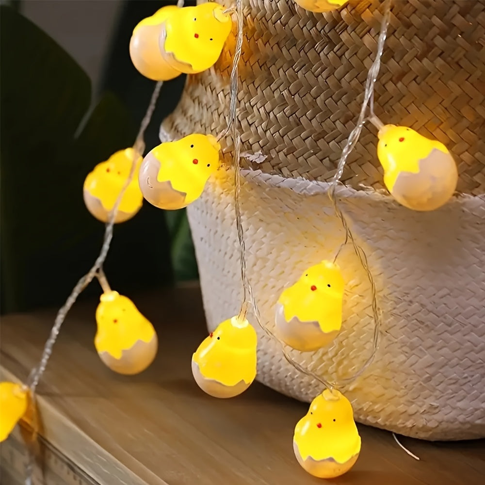1 pieza de encantadoras luces de cadena LED de cascarón de huevo de pollo - alimentadas por batería, cálido resplandor amarillo para decoraciones de Pascua y Navidad, ambiente hogareño e interior, material PP, sin baterías incluidas, encantadoras luces p