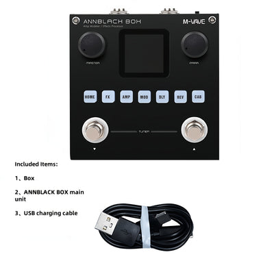 ANNBLACK BOX Procesador de Pedales para Guitarra y Bajo - 80 Preestablecidos + 6 Módulos Personalizables, Grabación Inalámbrica/OTG, Tiempo de Ejecución de 10H, 20 IR Cab SIM, Alimentado por USB/Batería, Equipo de Estudio de Grabación, Unidad de Efectos