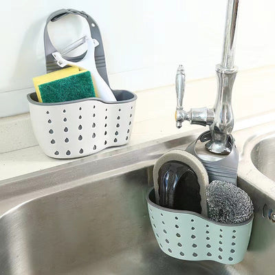 Conjunto de 2 piezas, Cesta para Desagüe de Fregadero de Cocina, Rejilla para Desagüe de Fregadero, Estante de Cocina, Rejilla Colgante Multifuncional para Desagüe, Rejilla Retráctil para Vajillas, Rejilla de Plástico para Fregadero, Canastas para Frutas