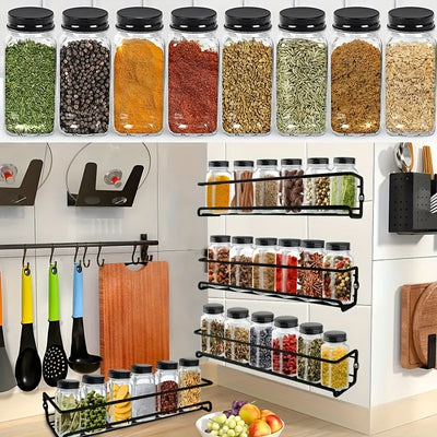 Paquete de 12/24 Tarros de Plástico para Especias, 5.6oz (Aproximadamente 160g) Contenedores Cuadrados con Saleros y Pimenteros Reutilizables, Tapas Herméticas, Etiquetas y Bolígrafos - Adecuado para Especias, Hierbas, Polvos y Purpurina