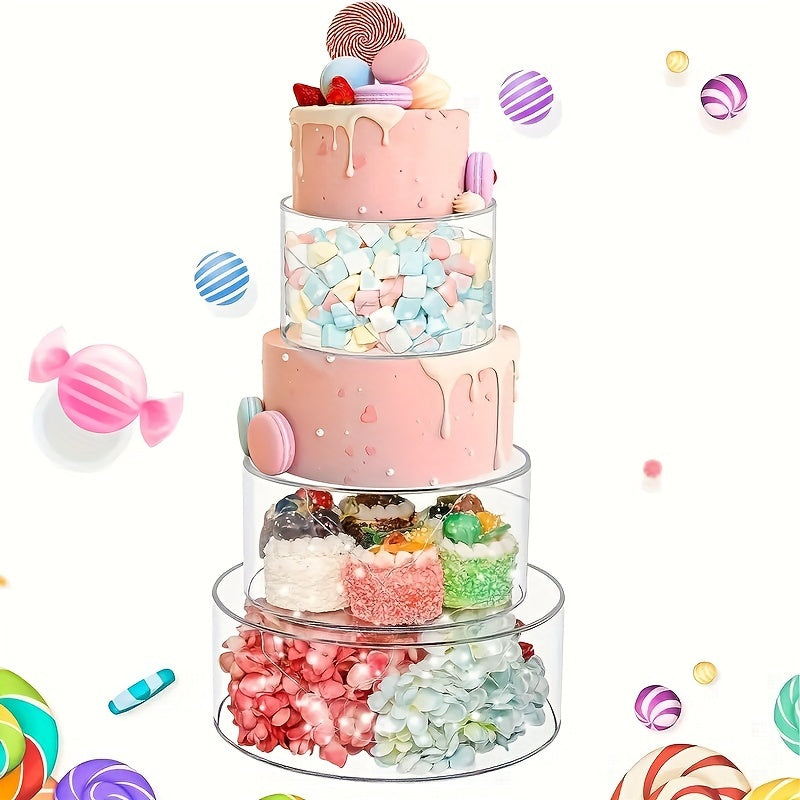 1pieza Soporte de pastel de acrílico transparente de 3 niveles - Rellenable, Soporte decorativo de pastel para cumpleaños, bodas y fiestas - Seguro para alimentos, No necesita luces, Perfecto para exhibir postres, Soporte de pastel para fiestas | Soporte