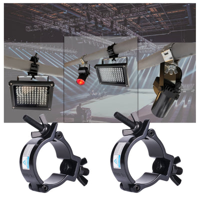 Soporte de Aluminio de Alta Resistencia para Iluminación de Escenario (Negro) Abrazadera de 2 Pulgadas para Luz de Cabeza Móvil/Luz Par/Luz de Foco, Compatible con Tubos/Tuberías de 48-51mm de Diámetro Exterior, Carga Máxima de 220lbs