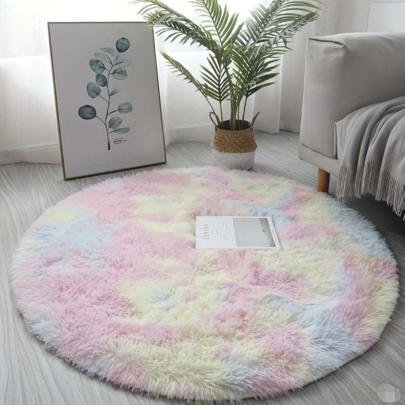 Alfombra suave y esponjosa de arcoíris lavable - Alfombra de felpa cómoda adecuada para sala de estar, dormitorio, decoración de dormitorio, 100% poliéster, solo limpieza en seco - Alfombra decorativa esponjosa para interiores
