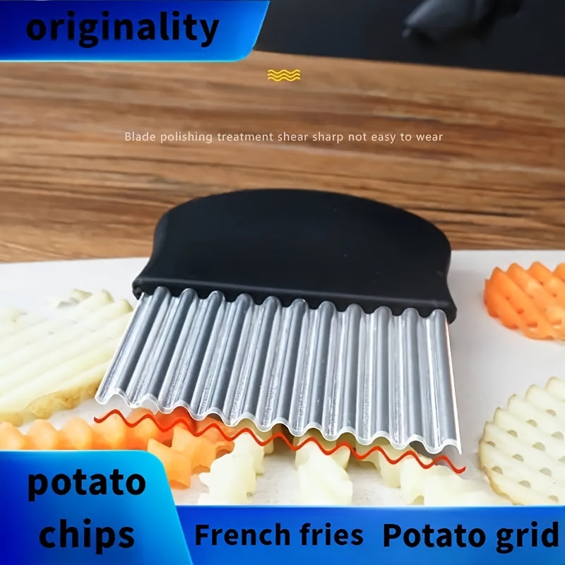 Cuchillo de cocina multifuncional, cuchillo con diseño, cortador de papas de acero inoxidable, cortador de papas con dientes de lobo, cortador de papas ondulado, cortador de papas fritas, rebanador de verduras multifuncional, rebanador de papas y cuchill