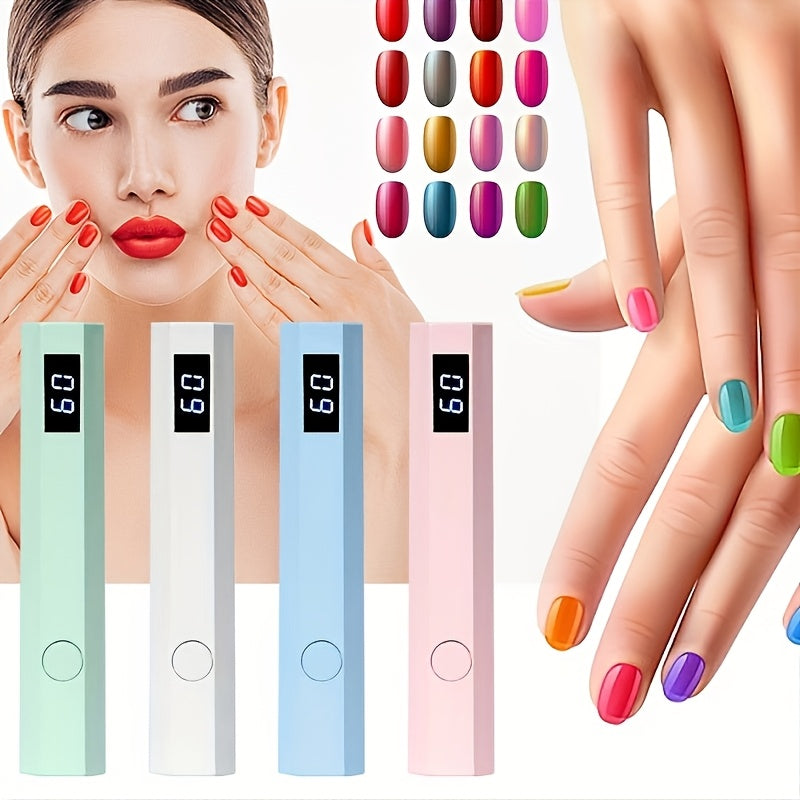 Secador de uñas LED profesional con pantalla digital - Recargable por USB, configuración de velocidad dual, herramienta de manicura compacta y portátil para el cuidado de las uñas en casa, accesorios para técnicos de uñas, diseño elegante, cuerpo de plás