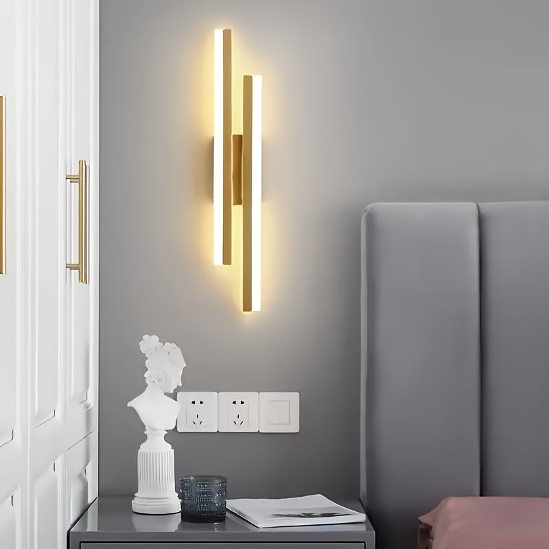 Iluminación LED moderna de lujo sencilla, lámpara de tira larga con regulador de tres colores, fijada al cableado para pasillos interiores, luminaria metálica forjada en hierro para dormitorio, sala de estar, vestidor y espejos de baño, luz frontal o mur