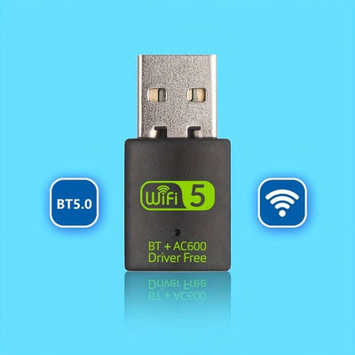 Adaptador de red USB WIFI 600M+BT5.0, sin controlador/insertar y jugar