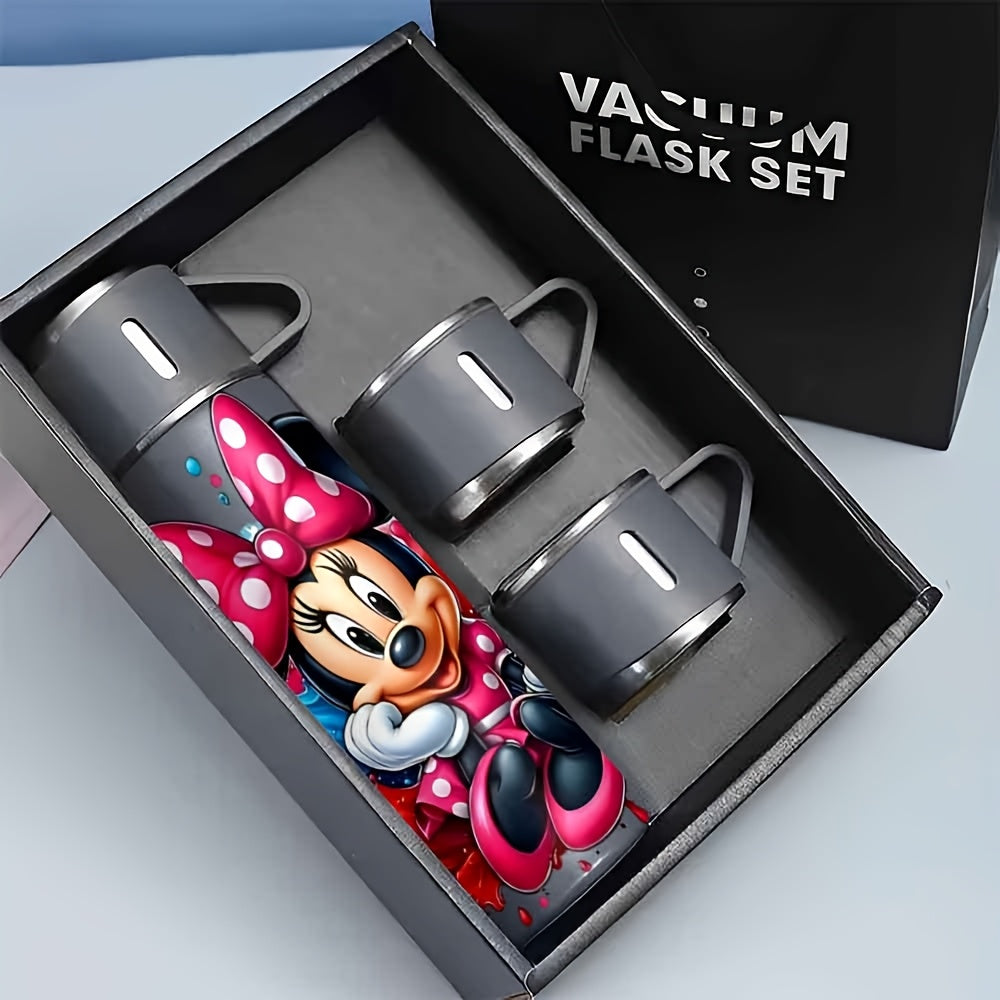 1 conjunto de 17oz Taza de acero inoxidable térmica de Minnie Mouse, Aislamiento al vacío, Reutilizable, Solo lavado a mano, Multiusos, con taza, para Adulto, Café, Bebida caliente, Bebida fría, Botella de agua LHB03211