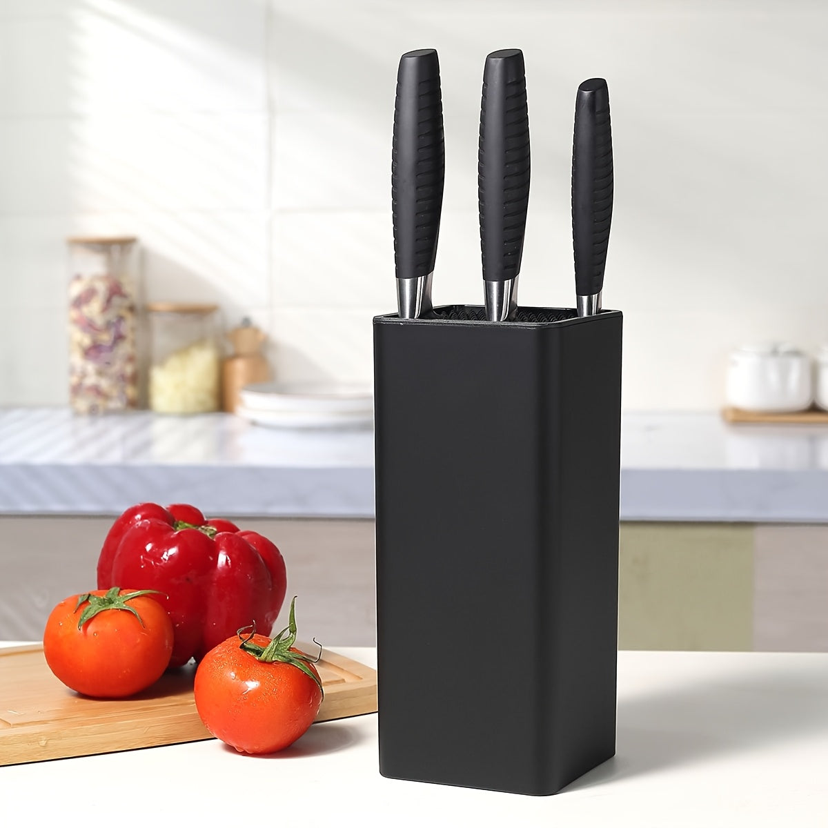 Bloque de Cuchillos Versátil - Diseño Fácil de Limpiar y Ajustable con Ranuras Desmontables para Diversas Hojas, Organizador de Cocina de Plástico Duradero
