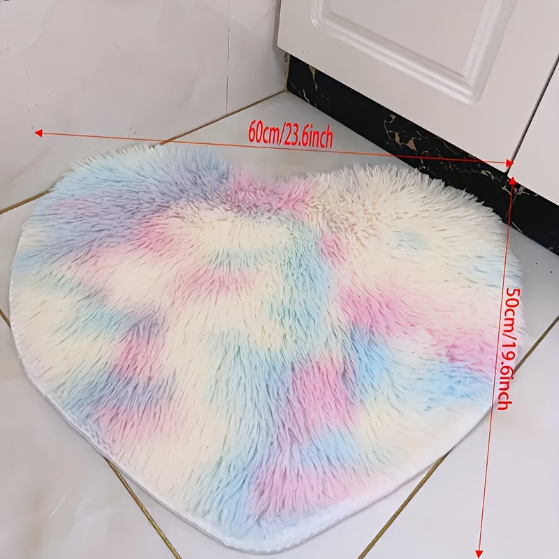 Alfombra de felpa en forma de corazón roja, suave, gruesa y antideslizante, para dormitorio, residencia estudiantil y aula, linda y acogedora con detalles de borde acanalado
