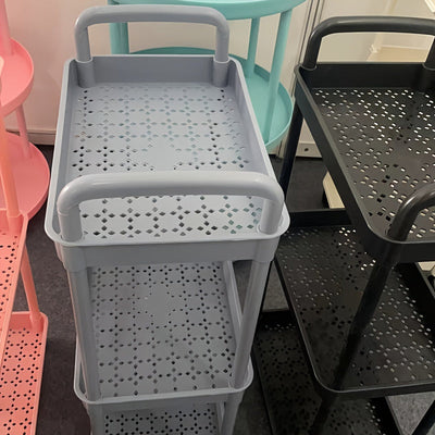 Carrito organizador rodante de 4 niveles con ruedas giratorias de 360°, organizador multiusos para cocina, oficina y hogar - Fácil armado, amplios espacios para libros, snacks y suministros - Azul claro, rosa, negro, carrito de almacenamiento para cocina