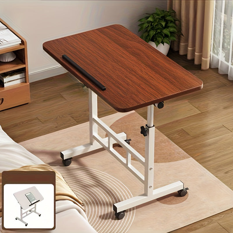 Escritorio de computadora ajustable de 3 opciones de color: /blanco/cerezo, mesita de noche moderna retráctil, escritorio de madera maciza, soporte portátil para laptop, ideal para hogar y residencia estudiantil
