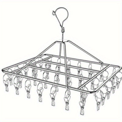 20 Piezas de Ganchos Giratorios para Ropa con Bloqueo Antiviento - Clips Desmontables Resistentes, Diseño Ahorrador de Espacio, Acabado Metálico Elegante, Colgadores Duraderos para Uso en Interiores/Exteriores, Secado de Prendas, Perchas para Ropa