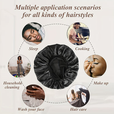 2 paquetes de gorros de dormir para mujer, con banda elástica, para cabello lacio y rizado, también funciona como gorro de baño, elegante
