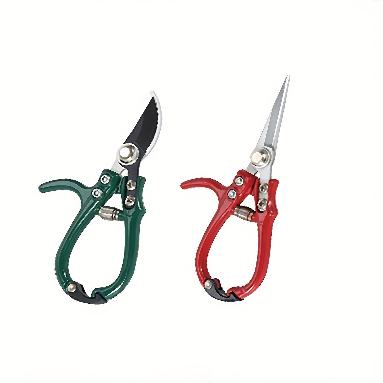 2 piezas de tijeras de poda modernas para jardinería, tijeras de hierbas, tijeras de poda de flores, tijeras de plantas interiores, ligeras, ergonómicas, hojas de acero al carbono de alta calidad, gancho de seguridad con cierre fácil, hermosas y estética