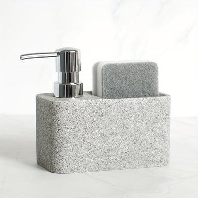 Dispensador de jabón con diseño de mármol en blanco y negro y portaesponja, ideal para decorar el baño