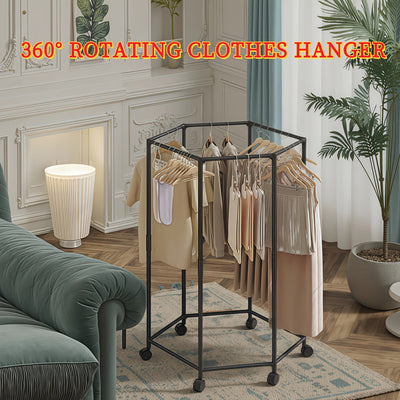 Colgador Hexagonal Giratorio 360° - Organizador Independiente de Acero al Carbono con Capacidad de 6.8 KG, Diseño Moderno en /Blanco para Dormitorio, Lavandería y Secado Móvil, Solución de Almacenamiento para Ropa