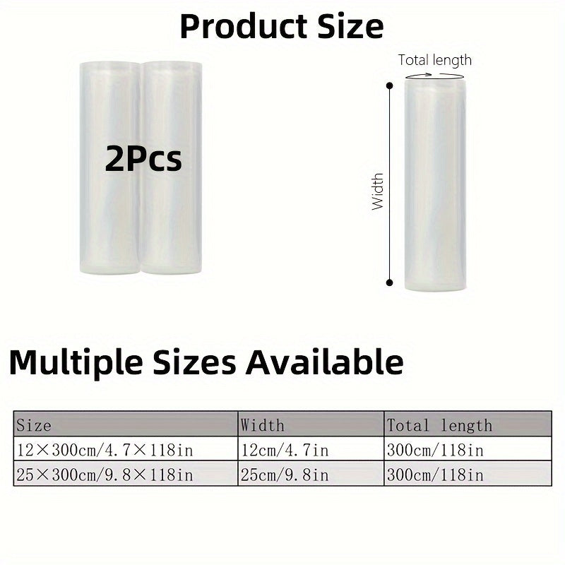 2 rollos de envoltura de sellado al vacío sin BPA - Material PE+PA, desechable, ideal para Sous Vide, almacenamiento en congelador y conservación de la frescura, adecuado para uso doméstico y profesional en la cocina