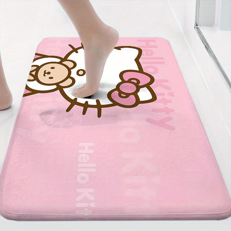 Alfombra de baño de franela Hello Kitty, lavable a máquina, antideslizante, diseño de Hello Kitty y amigos, ideal para baño, sala o dormitorio, suave, duradera y de secado rápido