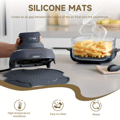 1 pieza de trivets de silicona para freidor de aire Ninja Crispi - Soportes de plato caliente resistentes al calor, soporte de sistema de cocina portátil para freidor de aire de vidrio, Kitchen Aid (gris oscuro), accesorios Crispi