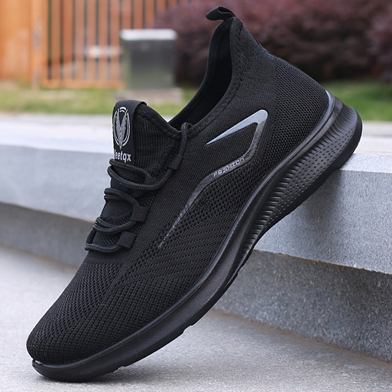 Tenis para correr transpirables para hombre, ligeros y antideslizantes, ideales para gimnasio, basquetbol y aventuras al aire libre, diseño con cordones, color negro con detalles en blanco, ajuste cómodo, look deportivo elegante