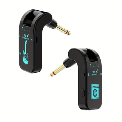 Sistema inalámbrico para guitarra de 2.4 GHz con batería recargable - Chip de alta calidad, 10 horas de duración, emparejamiento automático para guitarras eléctricas, bajos y más - Negro, transmisor inalámbrico para guitarra